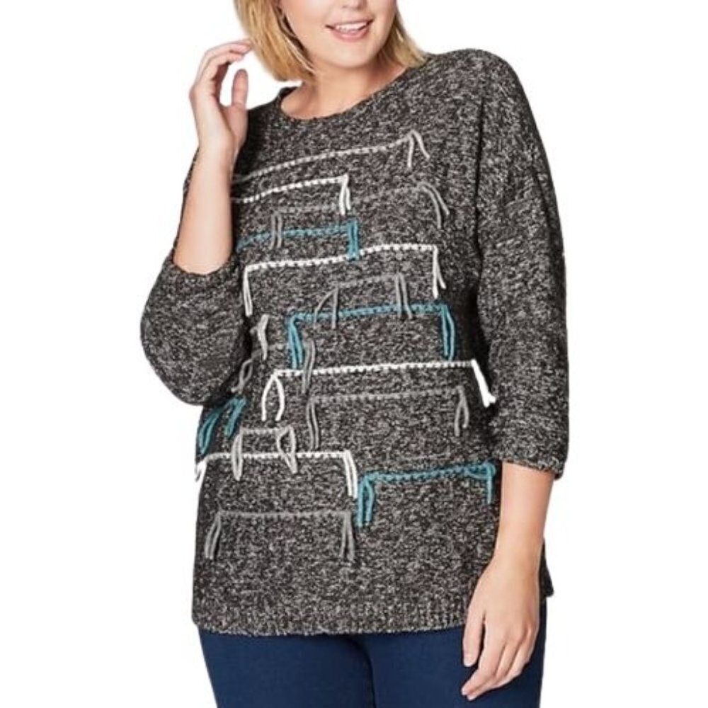 J.Jill Pure Jill Artisanal Stripe Pullover Sweater Size Large Cotton Blend